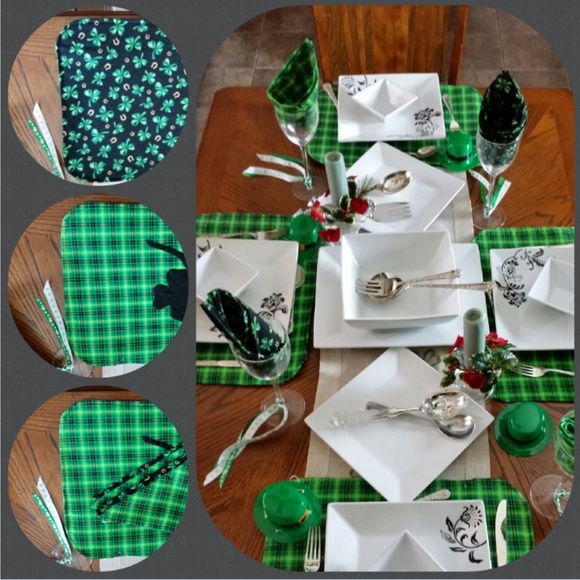Green. Luck of the Irish -  4 Place Table Setting - Picture 3 of 4